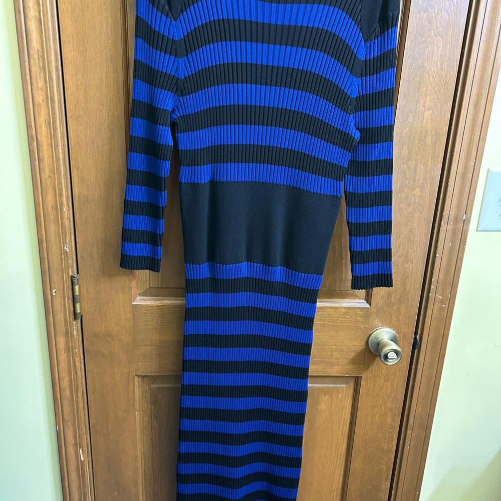 Striped Blue and Black Knit Dress